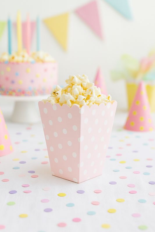 Box Popcorn Mini Dot White on Baby Pink 5 x 5 x 10 cm (ea)