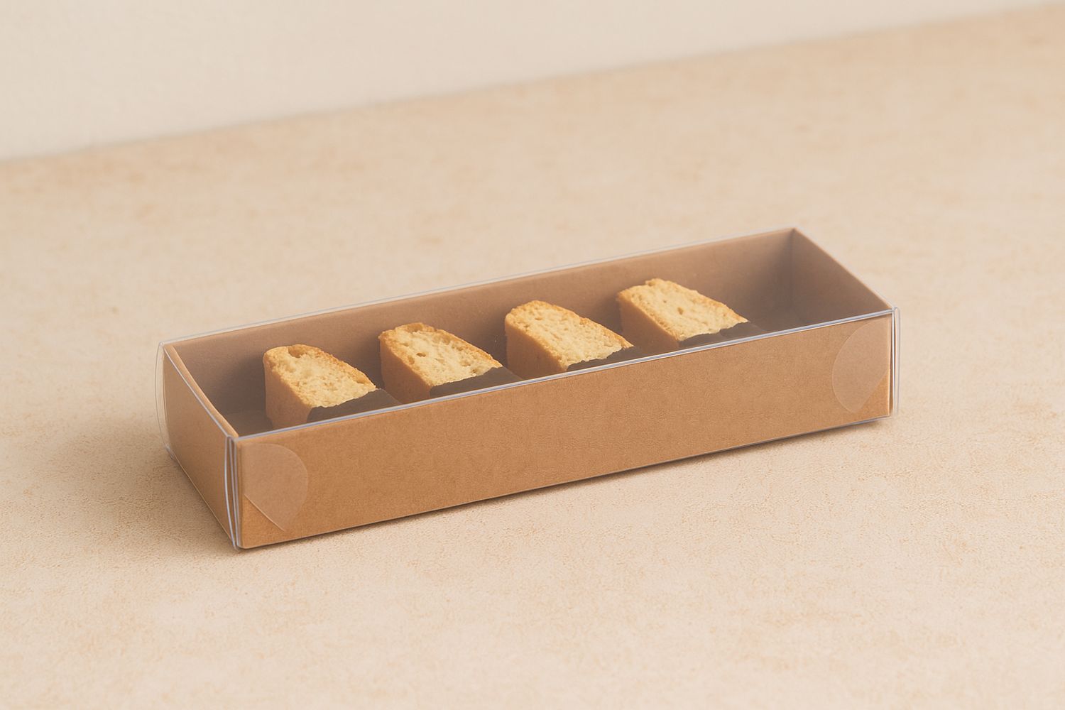 Box Kraft Base with PVC Lid 150x50x30 mm (ea)