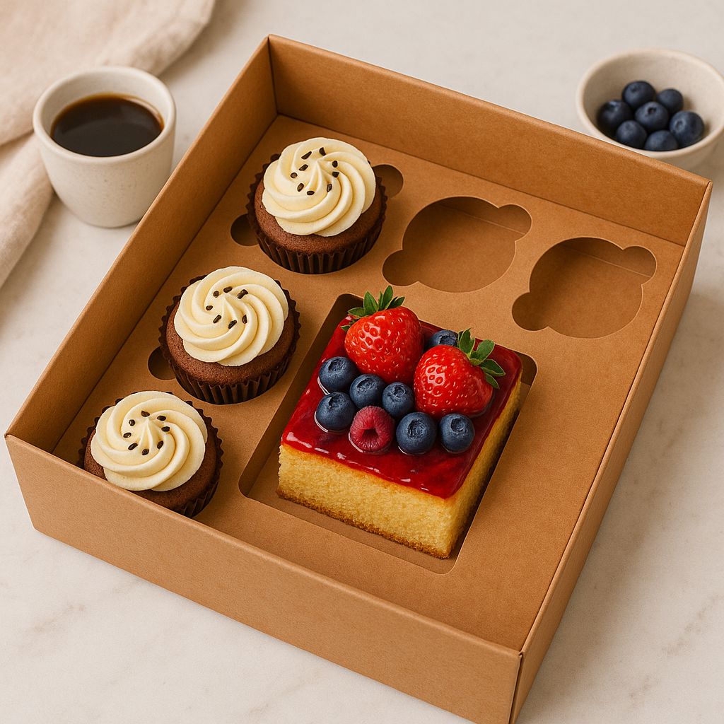 Box Kraft Base + PVC Lid Bento 228x228x100mm (ea)