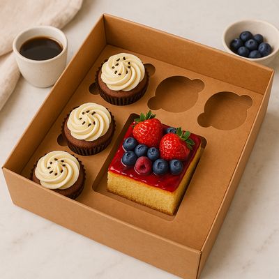 Box Kraft Base + PVC Lid Bento 228x228x100mm (ea)