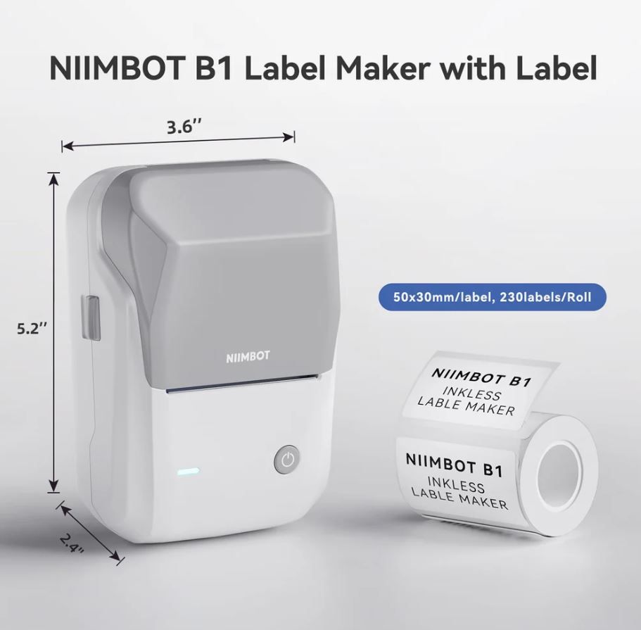 Niimbot B1 Portable Thermal Label Printer Grey+White (each)
