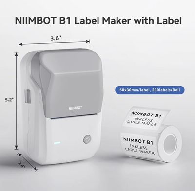 Niimbot B1 Portable Thermal Label Printer Grey+White (each)