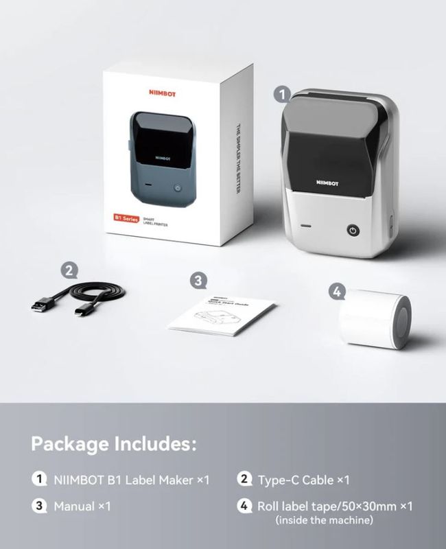 Niimbot B1 Portable Thermal Label Printer Silver (each)