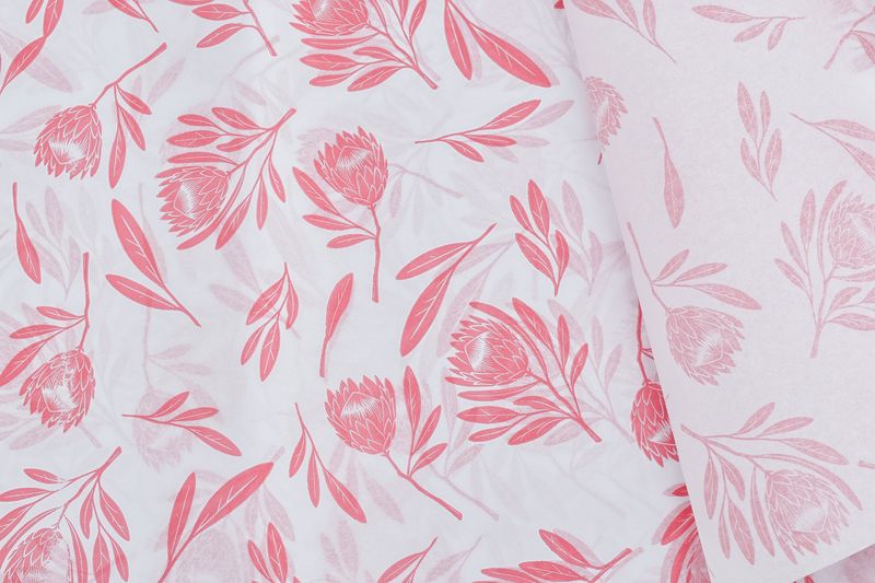 Tissue Paper - Fynbos-Pink-On White (Qty25)