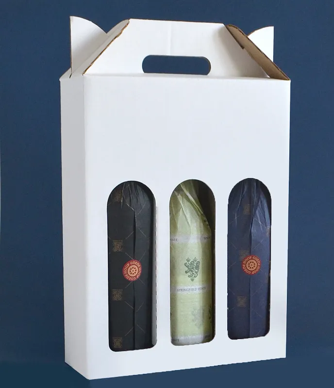 Box Corrugated Wine Bottle Pack 3 - White (each)