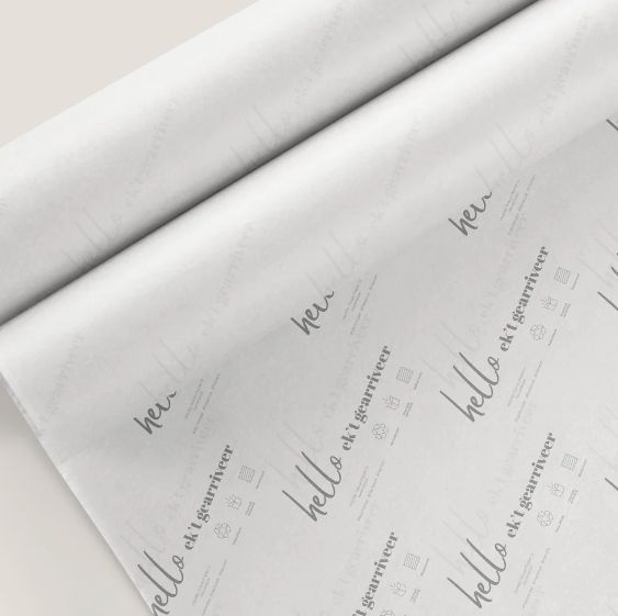 Tissue Paper - Hello Ek't Gearriveer - Grey on W (Qty 5)