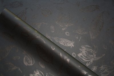 Tissue Paper - Vintage Flowers - Black On Black (Qty 5)