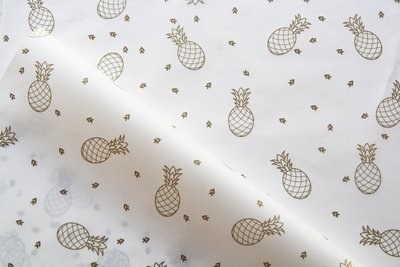 Tissue Paper - Pineapple - Gold On White (Qty 5)