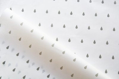 Tissue Paper - Rain Drops - Grey On White (Qty 5)