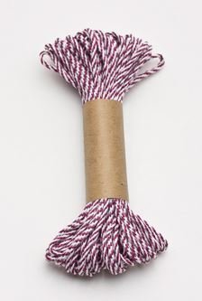 Bakers Twine 10 m x 2 mm - Berry &amp; White (ea)