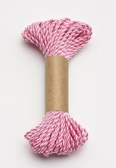 Bakers Twine 10mx2mm - Hot Pink/Cerise & White (ea)