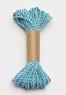 Bakers Twine 10 m x 2 mm - Teal &amp; White (ea)