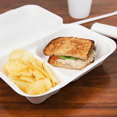E - Compostable Clamshell Box 2 division (Qty 50)