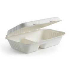 E - Compostable Clamshell Box 2 division (Qty 50)
