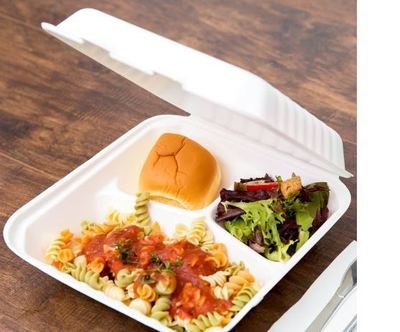 E - Compostable Clamshell Box 3 division (Qty 50)