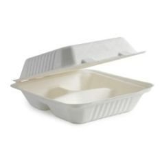 E - Compostable Clamshell Box 3 division (Qty 50)
