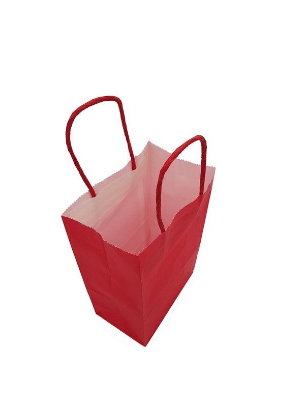 Paper Carrier Bag Twist Handle 130 x 75 x 210 mm-Red (Qty 10)