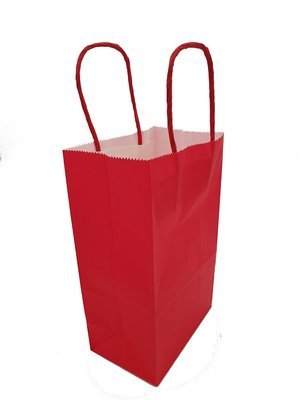 Paper Carrier Bag Twist Handle 130 x 75 x 210 mm-Red (Qty 10)