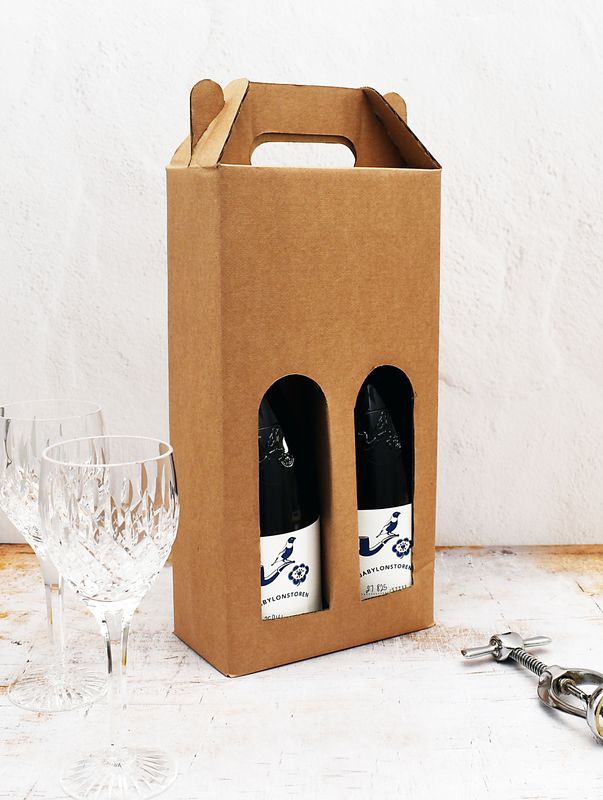 Box Corrugated Wine Bottle Pack 2 - Kraft (ea)