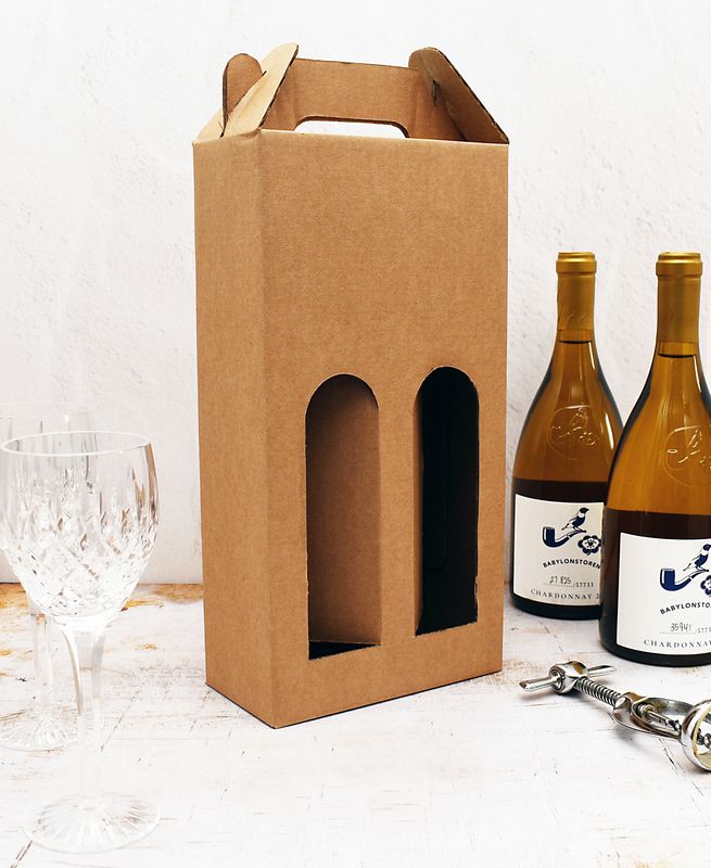 Box Corrugated Wine Bottle Pack 2 - Kraft (ea)