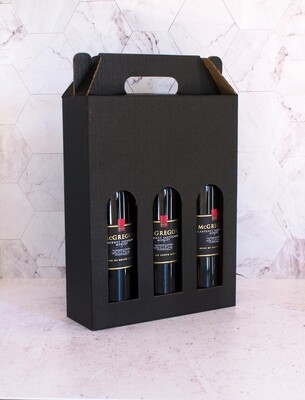 Box Corrugated Wine Bottle Pack 3 - Black (ea)