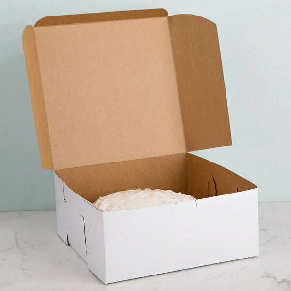 White Cake Box 9 x 9 x 4 Inch