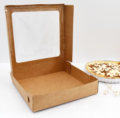 Cake Box Eco Brown Window 9 x 9 x 2 *Tart (ea)