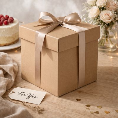 Kraft Gift Box + Lid - 200x200x200mm