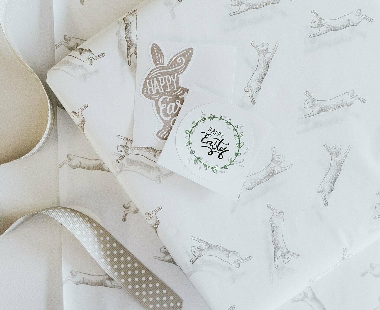 Tissue Paper - Bunnies - Brown On White - (Qty 5)