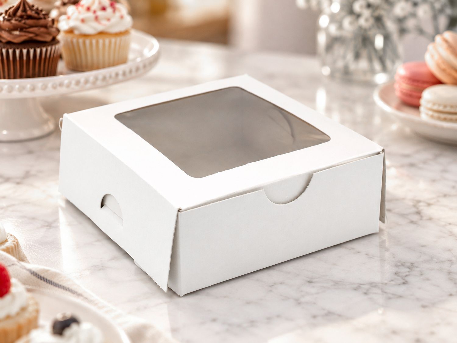 Cake Box Window 4 x 4 x 1.5" White (ea)