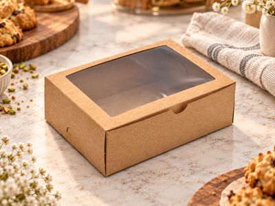 Cake Box Window 7 x 5 x 2.5 Brown (ea)