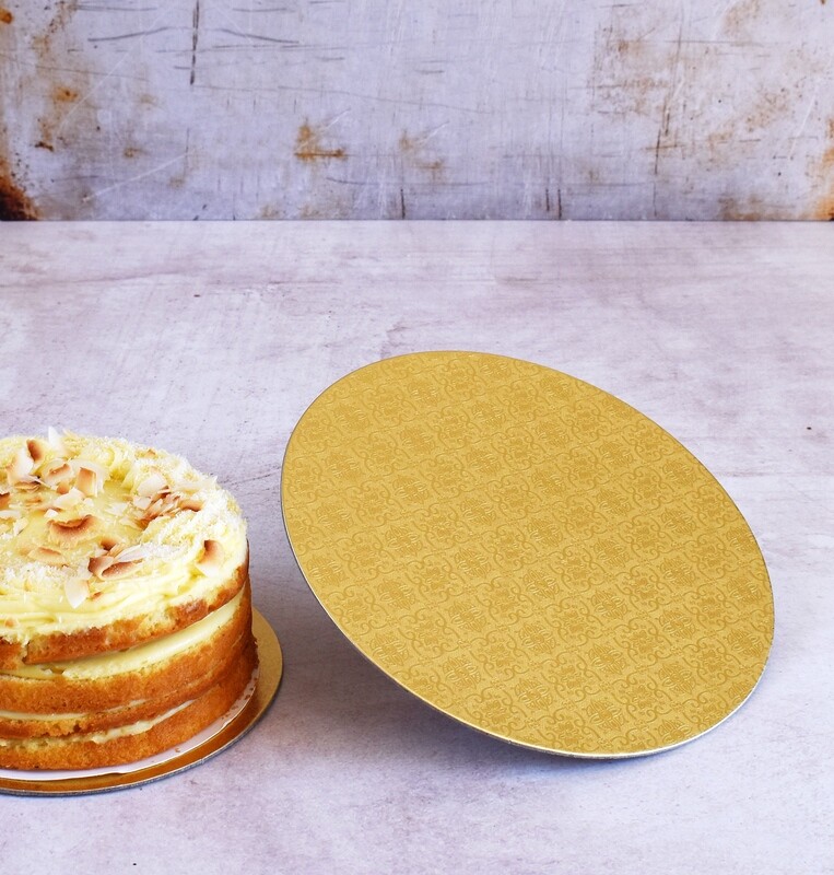 Cake Board Embossed Gold Round 10" Thin (ea)
