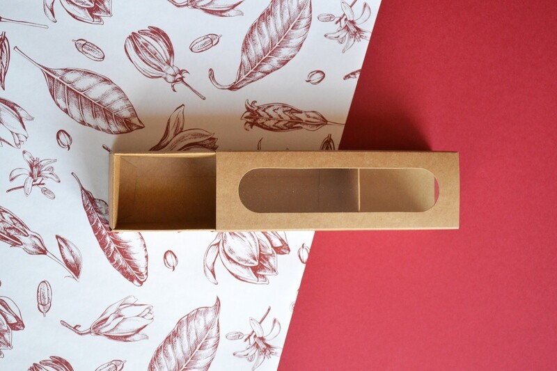 Box Macaron Slide Window Eco Kraft - 17.5x5.5x5cm (ea)