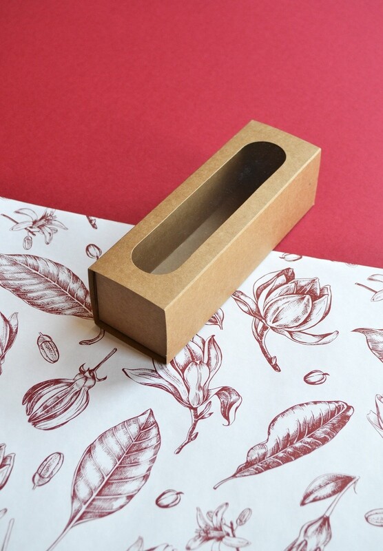 Box Macaron Slide Window Eco Kraft - 17.5x5.5x5cm (ea)