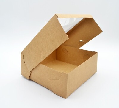 Cake Box Window 7 x 7 x 3 Kraft (ea)