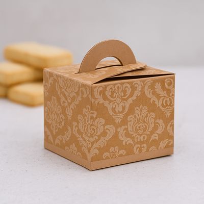 Novelty Box Damask 65x65x60mm White on Kraft (ea)
