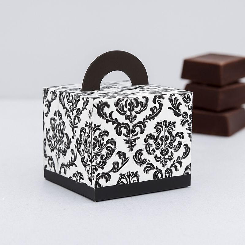 Novelty Box Damask 65x65x60mm Black (ea)