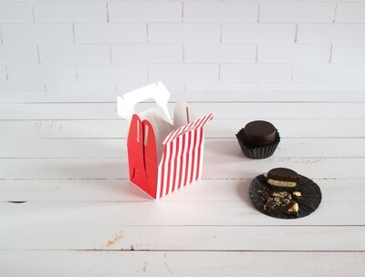 Mini Party Box 70 x 50 x 50 mm Red Stripe (ea)