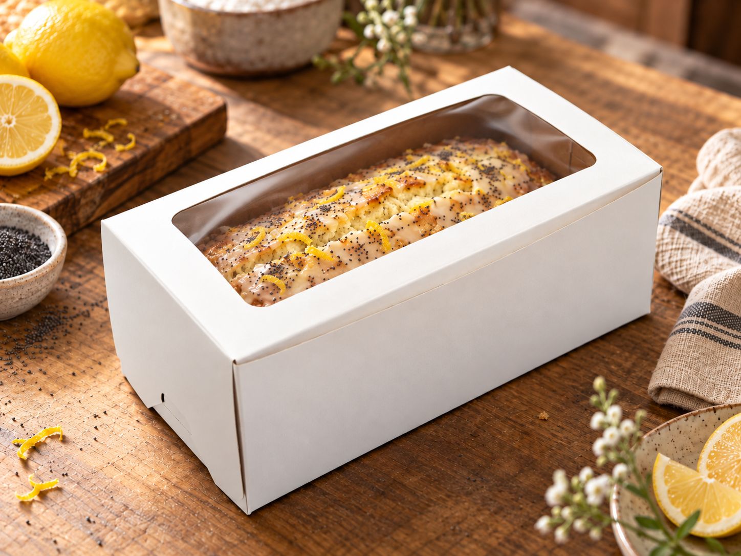 Cake Box Window 9 x 5 x 4 White (ea)