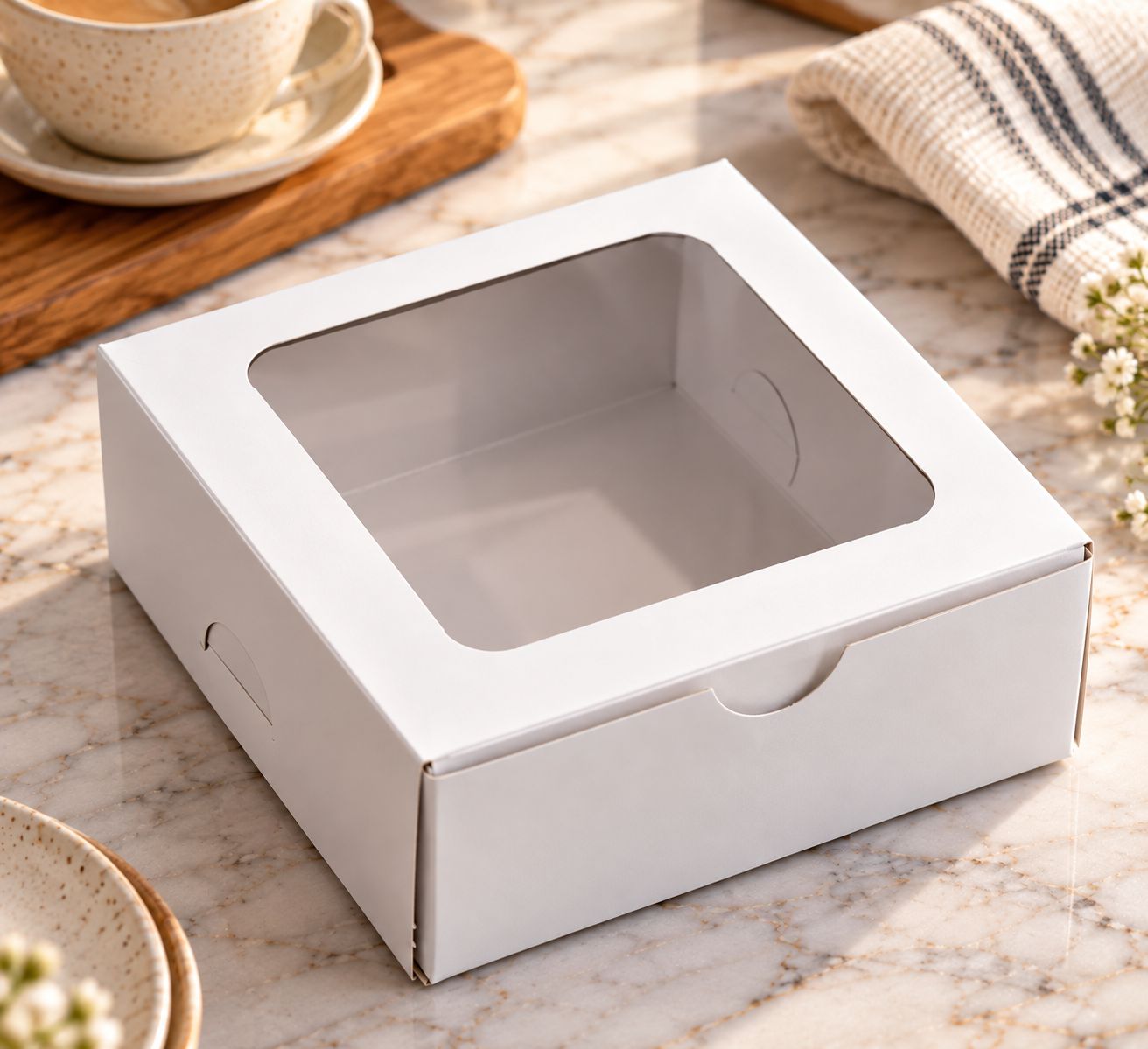 Cake Box Window 5 x 5 x 2.5" White (ea)