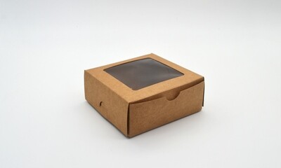 Cake Box Window 4 x 4 x 1.5" Kraft (ea)