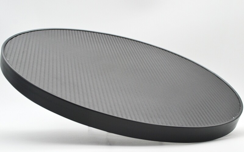 13" black bespoke vinyl cake board with matte finish and subtle textured pattern for secure cake placement.