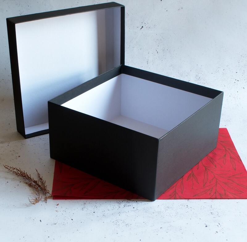 Gift Box Chipboard Medium Black + Lid 27.5 x 27.5 x 14 cm (ea)