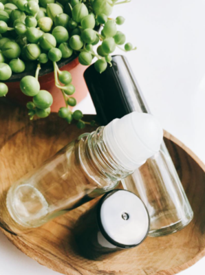 Glass Roller, Glass Bottle Clear 10 ml + Black Cap (ea)