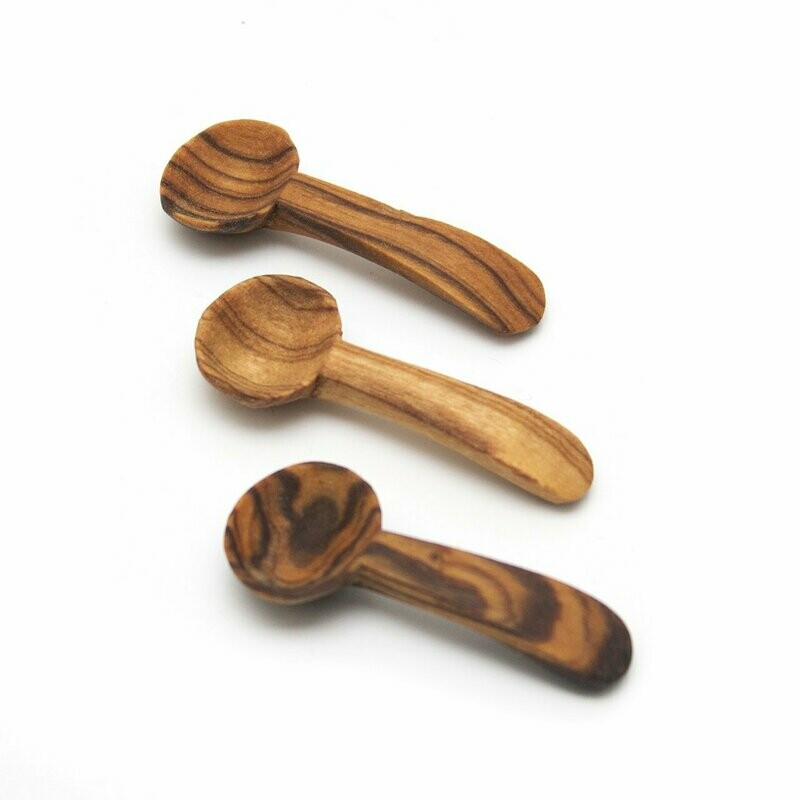 Hand Carved Wild Olive Wooden Spoon - Salt 7.5 cm (ea)