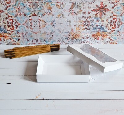 Box Base &amp; Lid + Window 200x130x40mm White (ea)