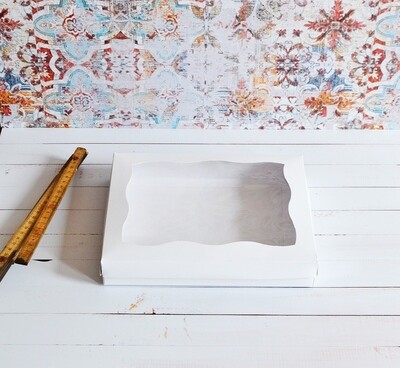 White Gift Box Base and Lid with Window 254x203x40mm