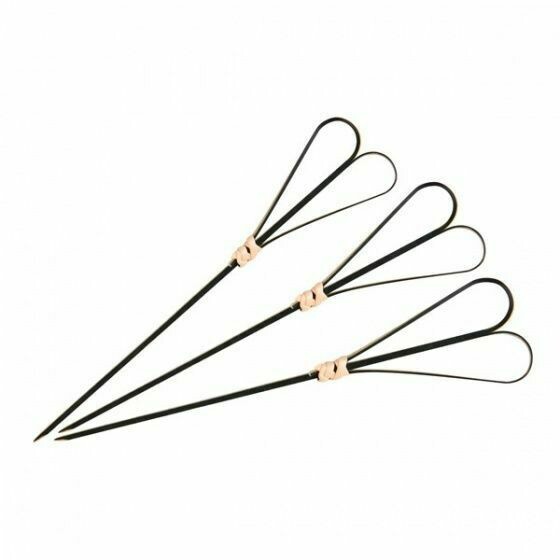 Skewers Bamboo Looped Heart Black 15cm (100)
