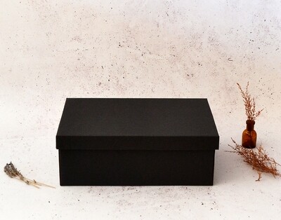 Corrugated Base &amp; Lid Shoe Box 205 x 340 x 120 mm - Black (ea)