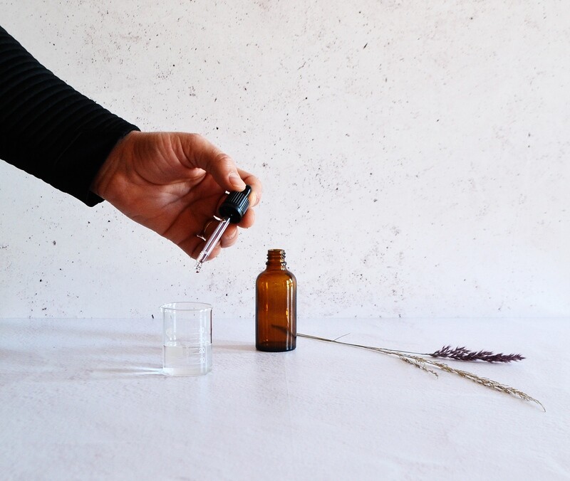 Amber Glass Bottle Dropper 50 ml + Black Pipette 18 x 89 mm